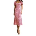 thumbnail image 1 of Honganda Robe Midi d'Été pour Femme Décontractée à Manches Courtes Bouffantes, Imprimé Floral, Robe Trapèze, Robe Élégante et Fluide, 1 of 9