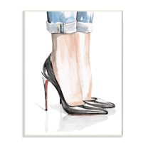 Stupell Industries Fashion Heels Women's Denim Cuff Watercolor Painting Wall Plaque Design by Jennifer Paxton Parker