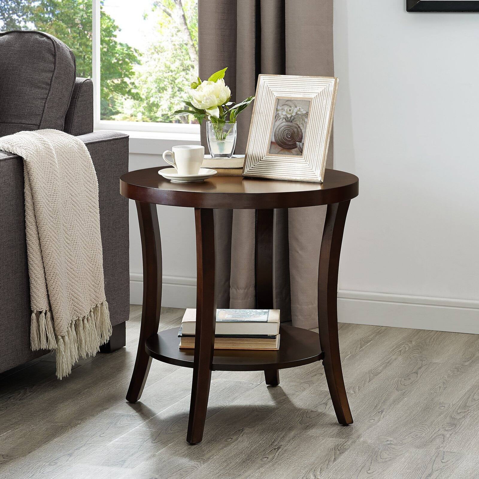 Roundhill Furniture Perth 3Pc Oval Coffee Table and End Table Set in Espresso