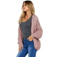 thumbnail image 4 of Women's Pink/Gray/Black/Green Chunky Wide Long Sleeve Knit Cardigan, 4 of 6