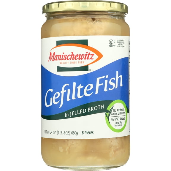 Pack of 6, Manischewitz Gefilte Fish In Jelled Broth, 24 oz