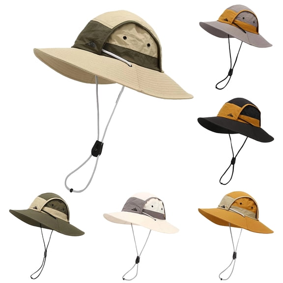 Lispipm Sun Hats for Men and Women Wide Brim Outdoor Fishing Hat Foldable Quick Drying Hiking Beach Summer Caps for Climbing Green