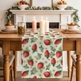 thumbnail image 2 of Table Runner - 72 Inch Long, Red Strawberry Kitchen Dining Table Runner Dresser Scarves, Summer Fruits Farmhouse Leaves Flower Pastoral Farmhouse Decor for Coffee Tables Wedding Party Banquet, 2 of 8