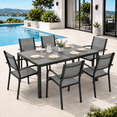 thumbnail image 2 of 7 Piece Outdoor Dining Set, Patio Dining Table Set for 6 Persons, Garden Patio Textilene Dining Furniture Set with Plastic-Wood Tabletop, Dining Table Chairs Conversation Set for Deck Patio, 2 of 7