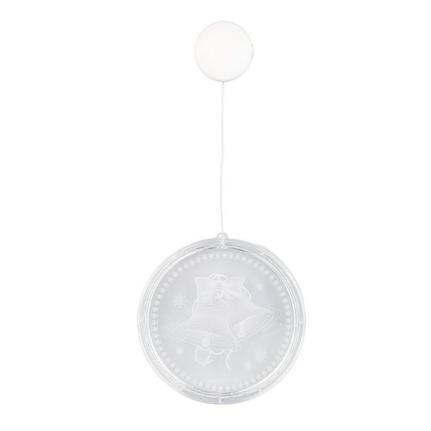 Luz de ventana navideña con patrón de campana 3D, alimentada por batería, luz LED cálida y brillante para fiestas familiares en la oficina.