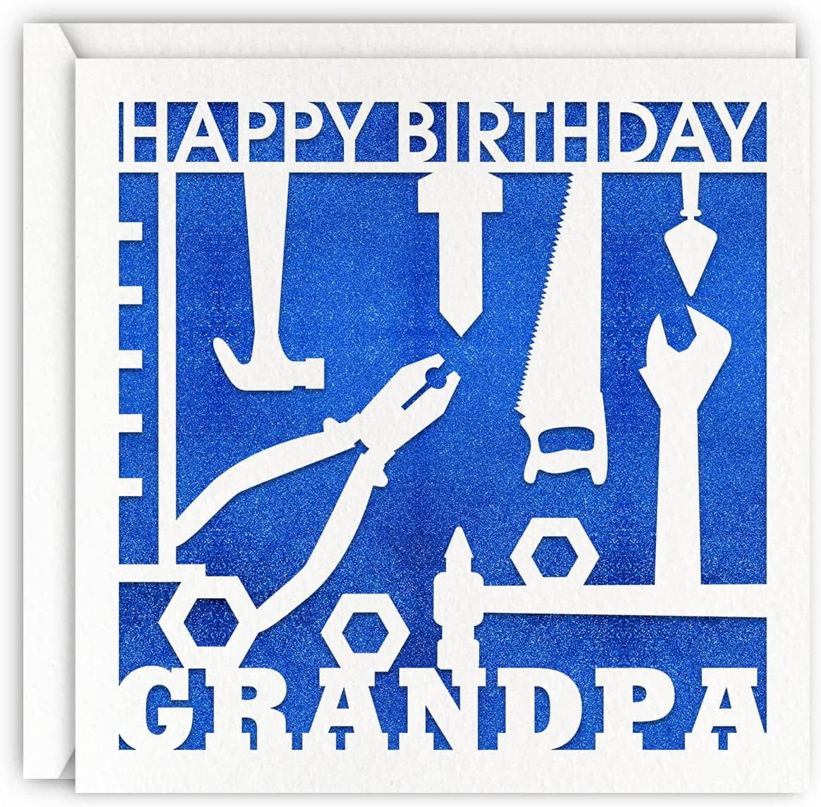 Grandpa Tools Birthday Card, Blue Glitter Laser Cut Greeting Card For  Grandfather - Walmart.com