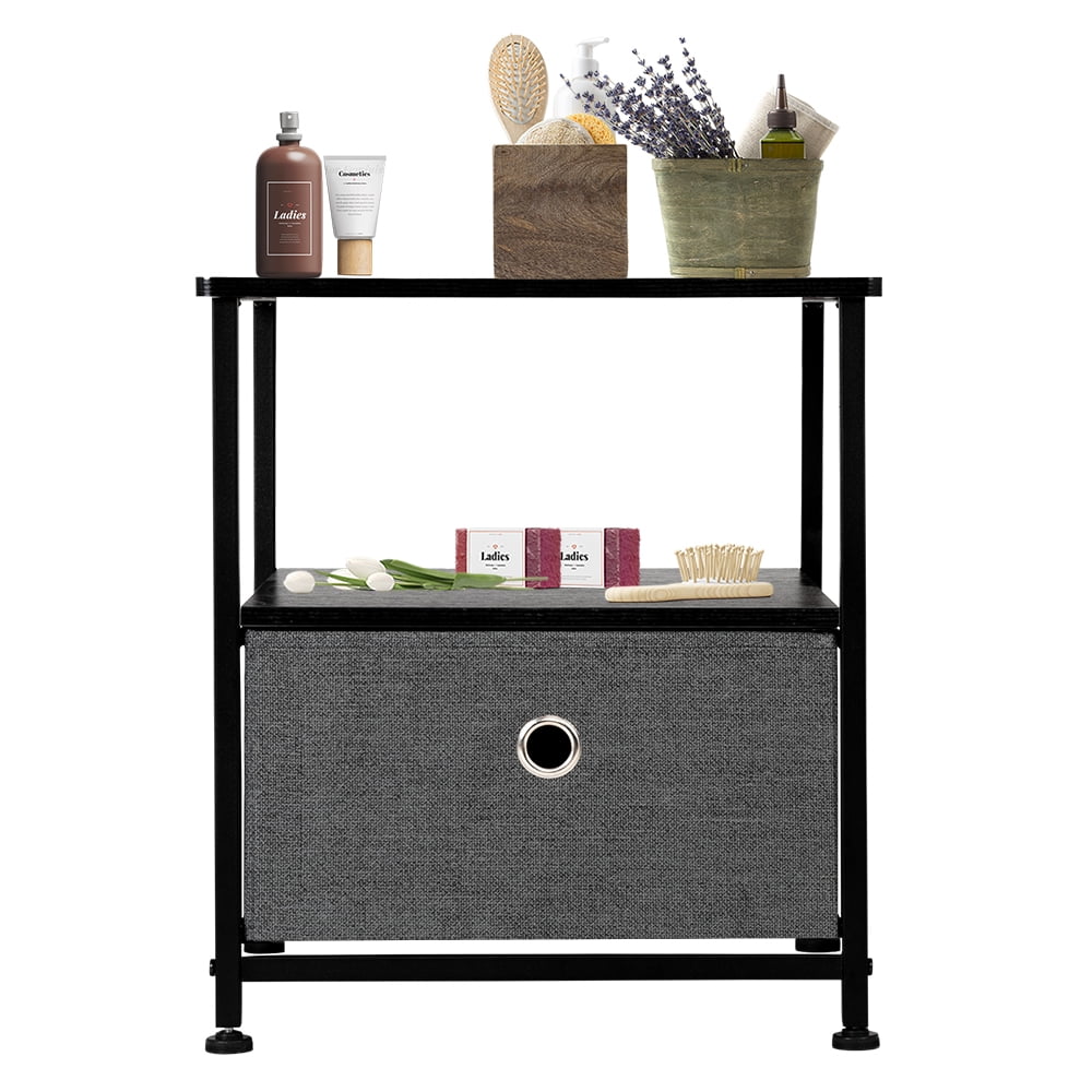 Kepooman Drawer Dresser, Night Stand with Drawer, Gray End Table Storage Cabinet, Easy Pull Fabric Bins, Wooden Side Table for Bedroom, Living Room, Dining Room Furniture Kepooman Drawer Dresser, Night Stand with Drawer, Gray End Table Storage Cabinet, Easy Pull Fabric Bins, Wooden Side Table for Bedroom, Living Room, Dining Room Furniture