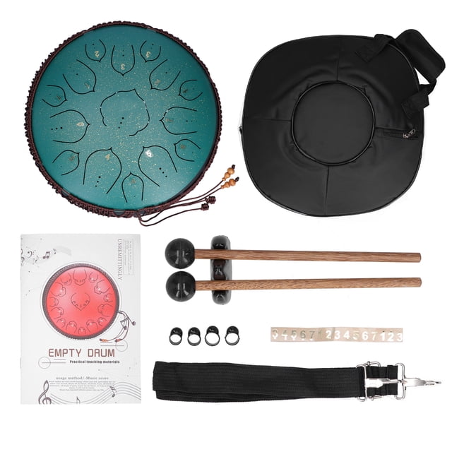 Tambor de lengua de Acero Ticfox de 14 pulgadas 15 tonos D con Bolsa y soporte de mazos azul marino