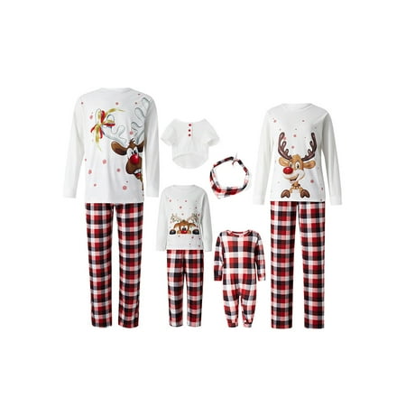 

Cindysus Women Men Kids Sleepwear Long Sleeve Matching Family Pajamas Set Christmas Nightwear Xmas Pjs Holiday Crew Neck PJ Sets White Mom S