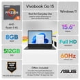 thumbnail image 2 of ASUS Vivobook Go 15 15.6” FHD Laptop with AMD Ryzen 5 40, AMD Radeon Graphics, 8GB RAM, 512GB SSD, Mixed Black, 2 of 12