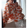 thumbnail image 2 of Women's Fleece Sweatshirt Fall Cute Floral Faux Fur Pullover Casual Zip Up Winter Sherpa Jacket, 2 of 4
