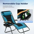 thumbnail image 2 of Wubio ARTS Oversized XXL Padded Zero Gravity Lawn Chair Anti Gravity Lounge Chair Adjustable Recliner w/Pillow & Cup Holder Outdoor Camp Chair, Support 400lbs, Peacock Blue, 2 of 8