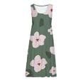thumbnail image 4 of Wycnly Formal Dresses for Women Beach Holiday Fashion Loose Flowy Ruffle Swing Tank Midi Dresses Sleeveless Scoop Neck Daisy Print 2024 Summer Midi Dress Green s, 4 of 5