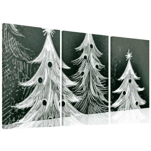 Ullo0ord 3 Framed Canvas Paintings And Posters, Ready to Hang, Christmas Decorations, Green Background, Christmas Tree, Home Decor, Wall Art, Room Decoration 12*16inch*3pcs