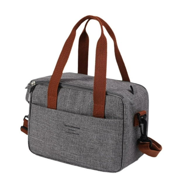 Bolsa térmica aislante para almuerzo, bolso de mano, ligero, portador de alimentos, bolsa de entrega de alimentos, bolsa térmica para alimentos fríos Gris