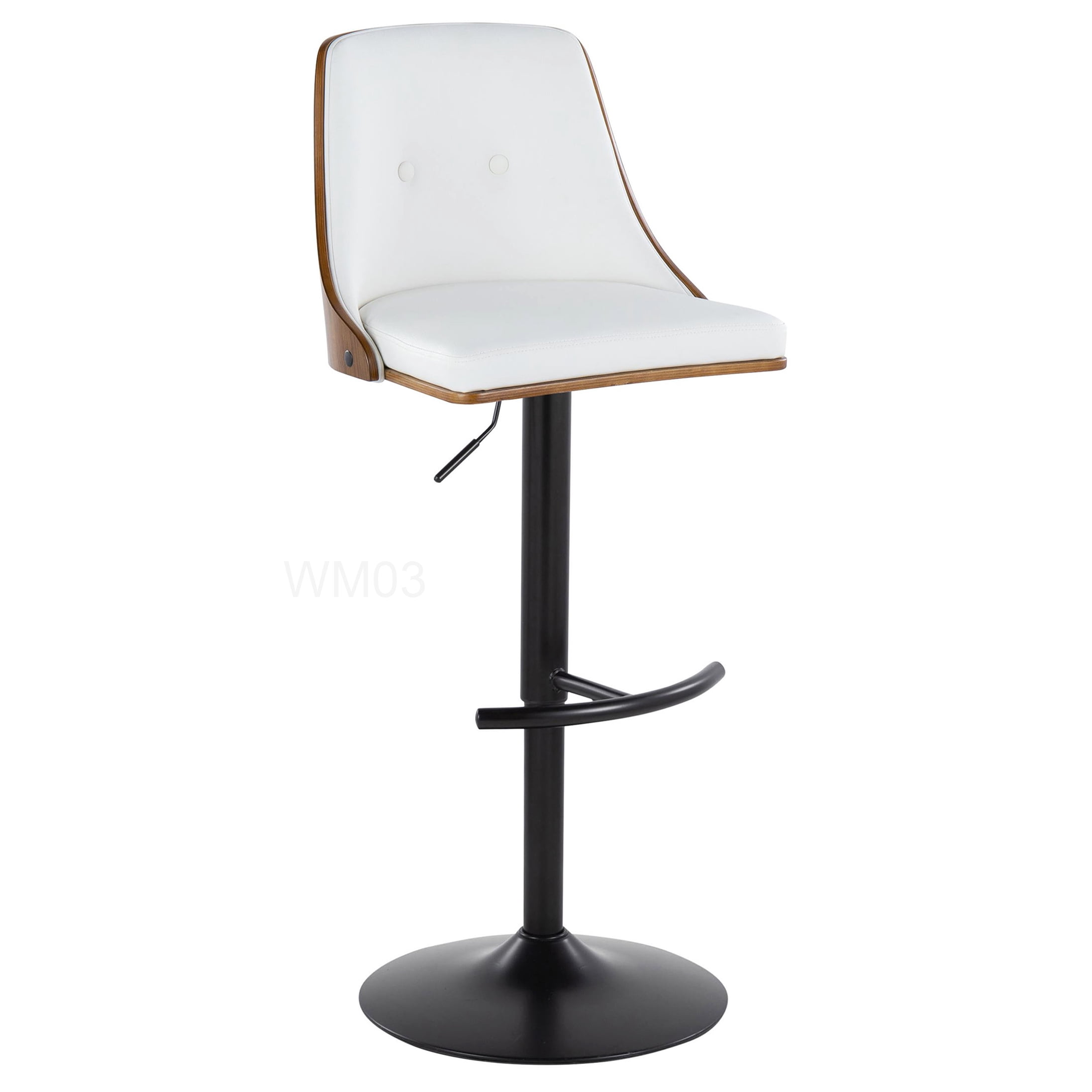 Modern Swivel Bar Stools with Back Set of 2, Adjustable Height, White PU Leather Seat and Footrest