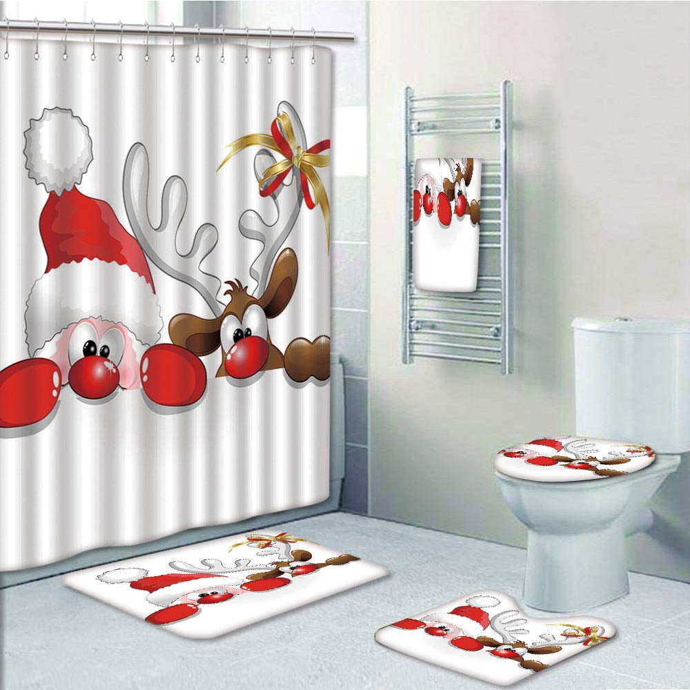 Prtau Funny Santa, Bathroom Towel And Shower Curtain Sets