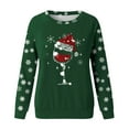 thumbnail image 3 of Gibobby Sudaderas navideñas Blusa holgada con cuello redondo y estampado de Navidad para mujer, camisetas de entrenamiento de manga larga a la moda(Verde,M), 3 of 5