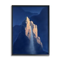 Stupell Surreal Stone Cliff Waterfall Landscape Painting Black Framed Art Print Wall Art