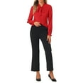 thumbnail image 2 of INSPIRE CHIC Women's Elegant Bow Tie Neck Blouse Long Sleeve Work Chiffon Shirt XL Red, 2 of 6