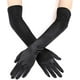 thumbnail image 1 of Guantes de ópera largos de satén XianweiShao para mujer negros hasta el codo, 1 of 1