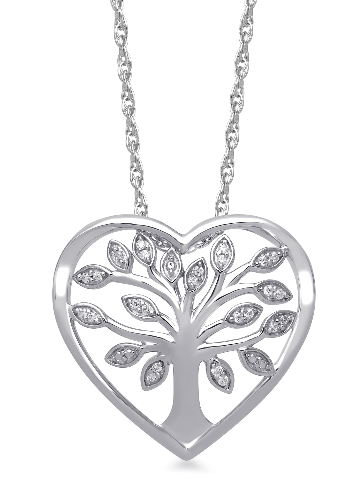 Details about   Sterling Silver Cubic Zirconia Tree Of Life Heart Pendant 
