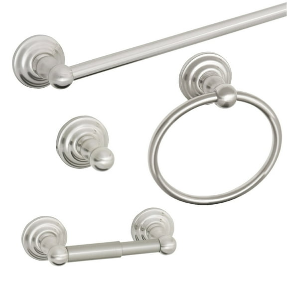 Design House Calisto 4-Piece Bathroom Hardware Accessory Set, Satin Nickel