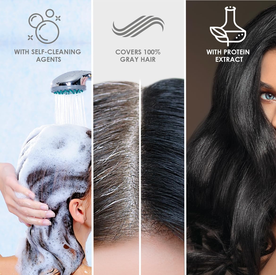 Professional Hair Coloring Kit + Color Reviving Shampoo & Conditioner Set | Permanent Hair Dye with Vegetal Protein | 100% Gray Coverage | Brown Tone 4.0