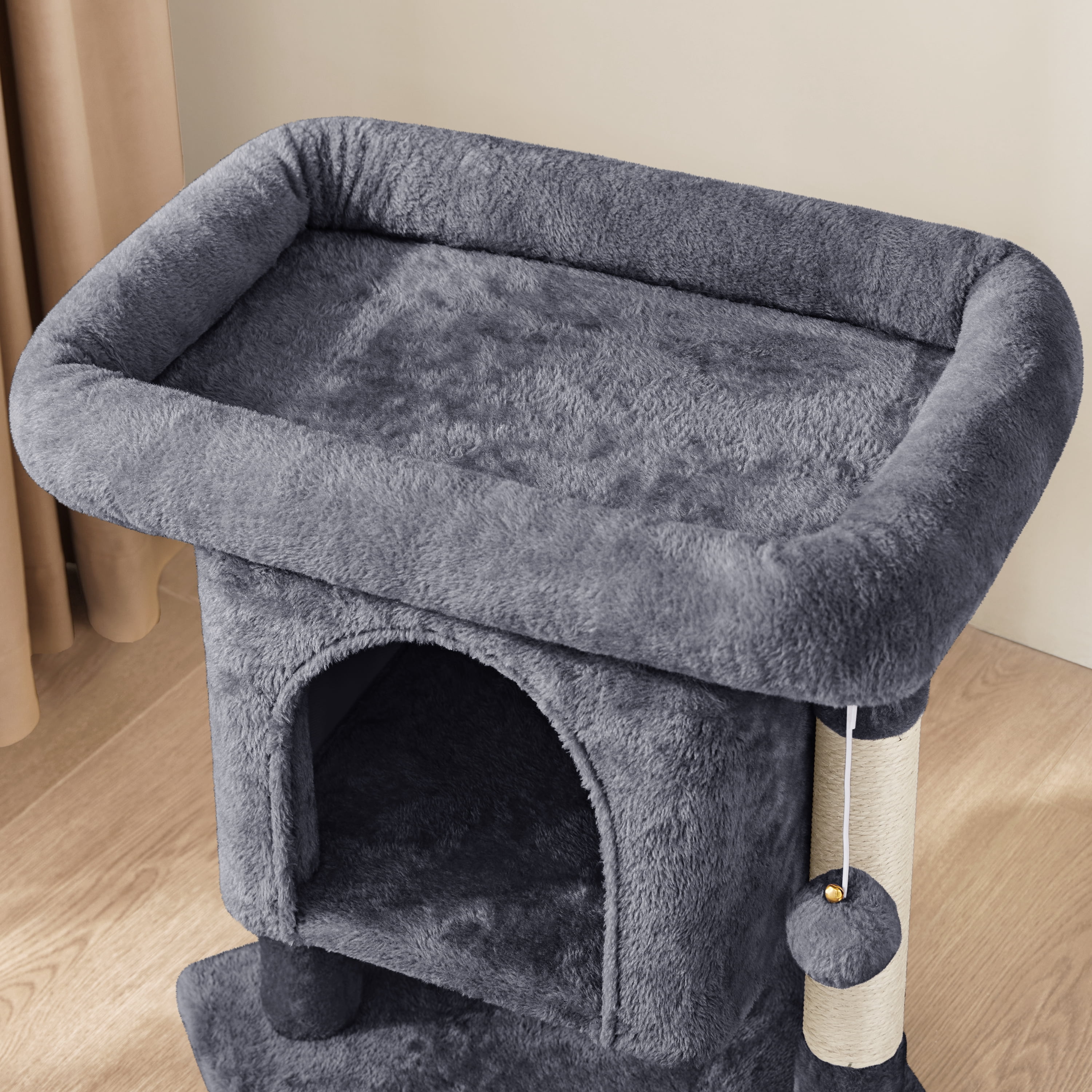 Yaheetech 23.5″ H Spacious Cat Tree with Large Top Perch, Condo & Scratching Posts, Dark Gray