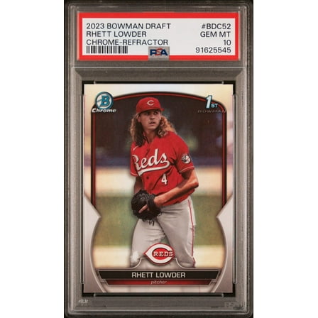 Graded 2023 Topps Bowman Draft Rhett Lowder #BDC52 Chrome Refractor Rookie RC Baseball Card PSA 10 Gem Mint