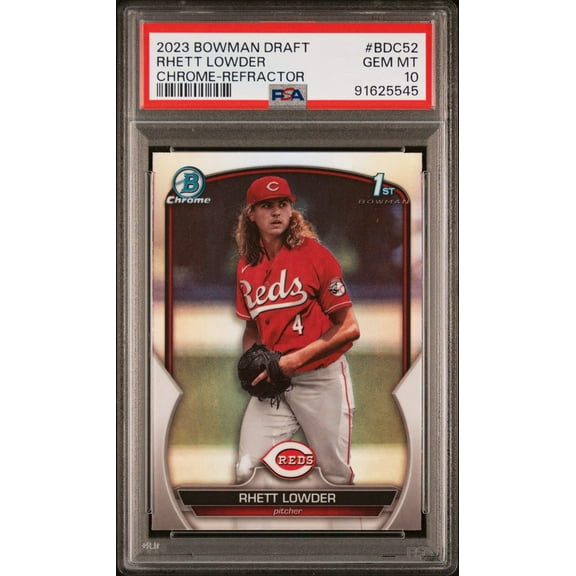 Graded 2023 Topps Bowman Draft Rhett Lowder #BDC52 Chrome Refractor Rookie RC Baseball Card PSA 10 Gem Mint