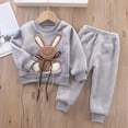 thumbnail image 2 of Cute Baby Outfits Winter Children's Boys Girls Cargo Long Sleeve Hooded Sweater Pockets Tops and Pants Two-Piece Casual Sports Set New Casual Matching Sets Gray 4T, 2 of 4