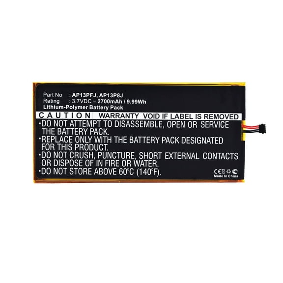 Batteries N Accessories BNA-WB-P5109 Tablets Battery - Li-Pol, 3.7V, 2700 mAh, Ultra High Capacity Battery - Replacement for Acer AP13P8J Battery