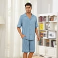 thumbnail image 4 of U2SKIIN Mens Pajama Set, Lightweight Button-up Short Pajama Set for Men(Grey Blue, M), 4 of 5