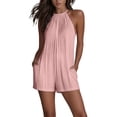 thumbnail image 4 of Gfyviroh Women's Halter Rompers Summer Sleeveless Pleated Dressy Casual Jumpsuits Lightweight Cute Short Jumpsuits, 4 of 9