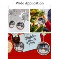 thumbnail image 3 of Merry Christmas Snowman Scene Christmas ornament, Christmas decoration, holiday present idea, heirloom keepsake, round ceramic, gift Exchange, bauble present, gift idea, 3 of 8