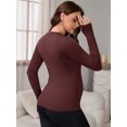 thumbnail image 4 of DARING DIVA Women's Maternity Stretchy Fitted Crew Neck Long Sleeve Tops 2XL Dark Red, 4 of 8