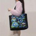 thumbnail image 1 of Ethnic Style Flower Embroidery Canvas Tote Shoulder Bag Large Capacity Handbag For Women, 1 of 1