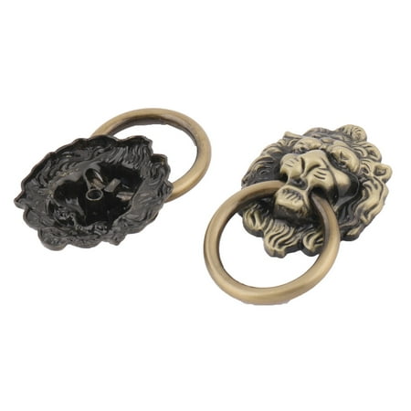 Lion Drawer - Uxcell Lion Head Shaped Drawer Cabinet Door Ring Pull Handle Bronze Tone 2 Pcs