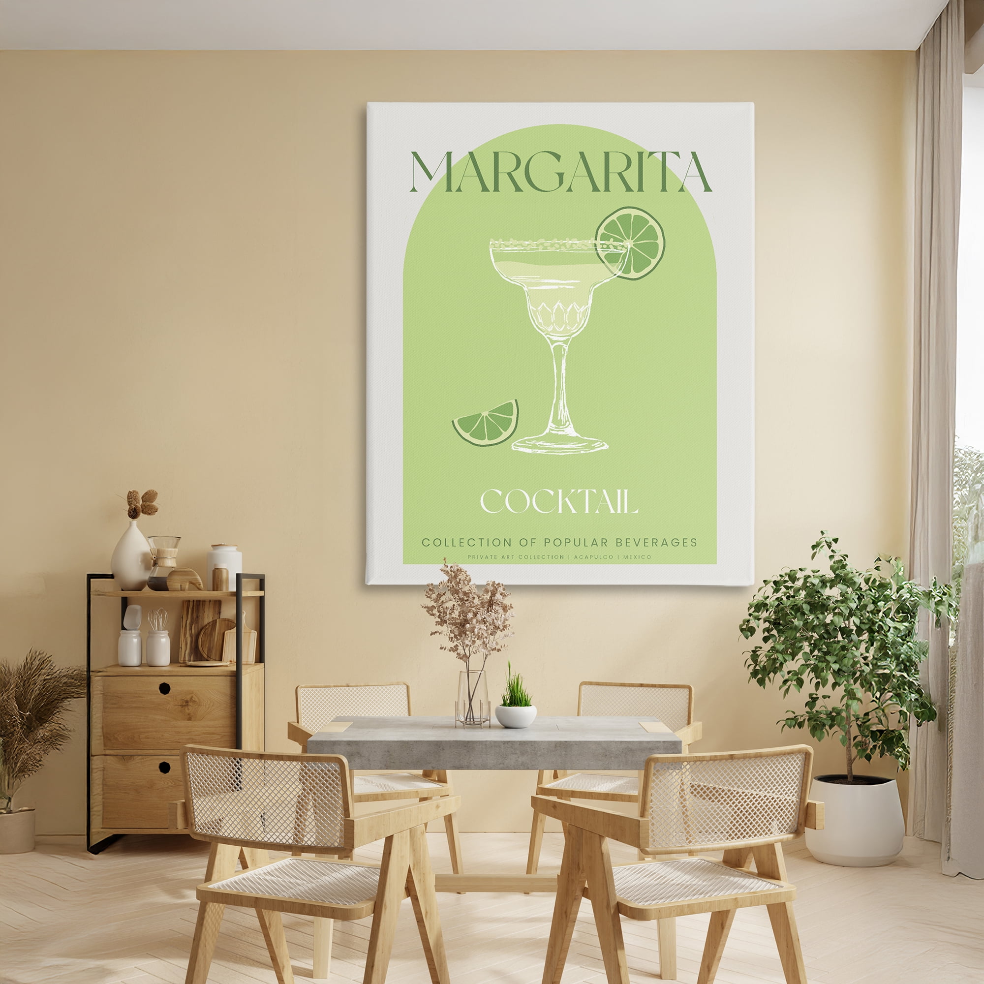 Stylish Retro Margarita Canvas Wall Art, design by Lil' Rue