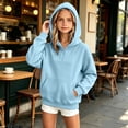 thumbnail image 2 of Jalioing Girls Half Zipper Hoodies Casual Fashion Loose Long Sleeve Dropped Shoulder Sweatshirt with Pocket 4-14 Years, 2 of 6