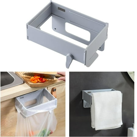 

Foldable Bag Holder Hanging Holder Wall Mounted Multifunctional Garbage Bag Holder Frame For Bathroom Kitchen