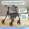 thumbnail image 3 of Medline Rolling Walker, Rollator with Seat and 8-In Wheels, Lightweight, Black, 300-lb Capacity, Aluminum, Memory Foam Seat, 3 of 6