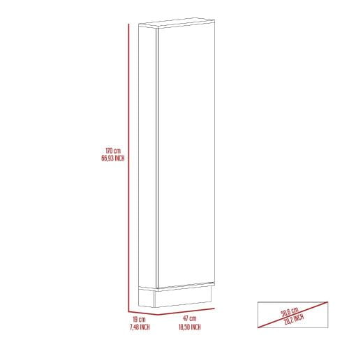 Leto XL Shoe Rack with Full-Length Mirror, Five Interior Shelves, Single-Door Cabinet