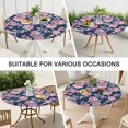 thumbnail image 7 of Pioneer Flower Floral Print Pattern Round Fitted Tablecloth with Elastic Edge,Dining Table Cover Waterproof,Outdoor Round Tablecloth for Camping,Dining,Indoor and Outdoor, 7 of 7