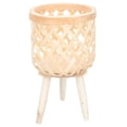 thumbnail image 4 of Plant Stand Pot Flower Basket Holder Planter Rattan Potted Woven Display Rack Indoor Floor Wood Legs Elevated Wicker, 4 of 6