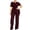 Wine, variant on Tqyyweavej Plus Size Two Piece Sets for Women Short Sleeve Slim Elegant Cowl Neck Tops and Oversized Wide Leg Solid Color Pants S-5XL