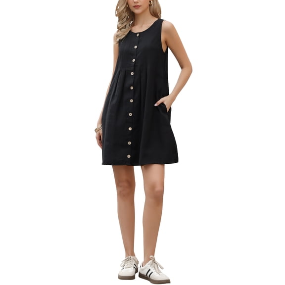 INSPIRE CHIC Women's Shift Dress Sleeveless Summer Casual Tunic Tank Dresses M Black