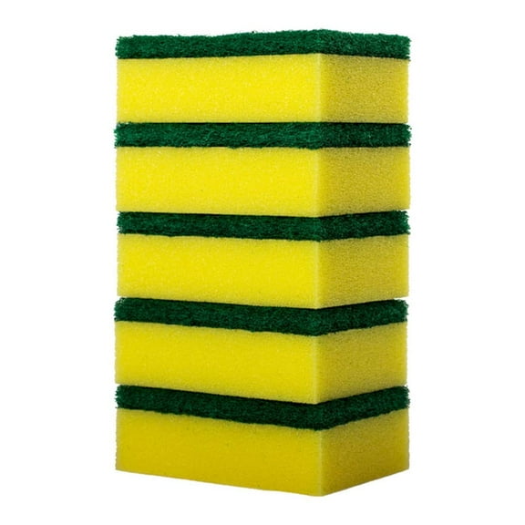 28pcs Sponge Scouring Pads Dishwashing Sponge Kitchen Cleaning Wash Pot (Yellow Green)