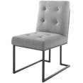 thumbnail image 3 of Side Dining Chair, Set of 2, Fabric, Metal Steel, Black Grey Gray, Modern Contemporary Urban Design, Kitchen Room Cafe Bistro Restaurant Hospitality, 3 of 4